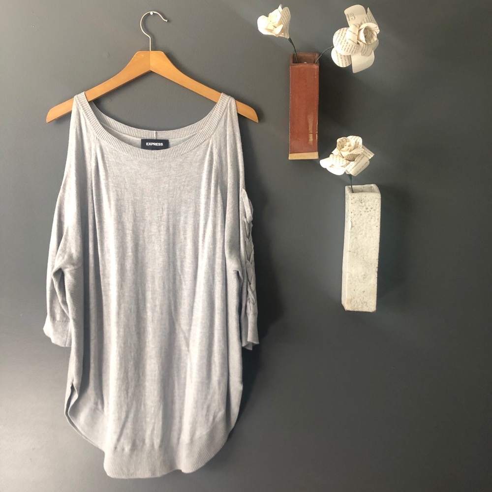 Express Cold Shoulder Oversized Sweater - S